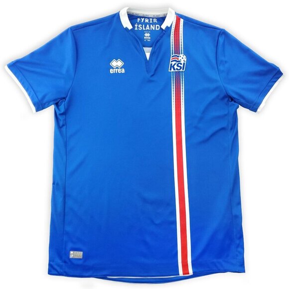 Iceland Soccer Jersey Home KSI National Team Errea 2016-2017 Fyrir Island XXL - Picture 1 of 13